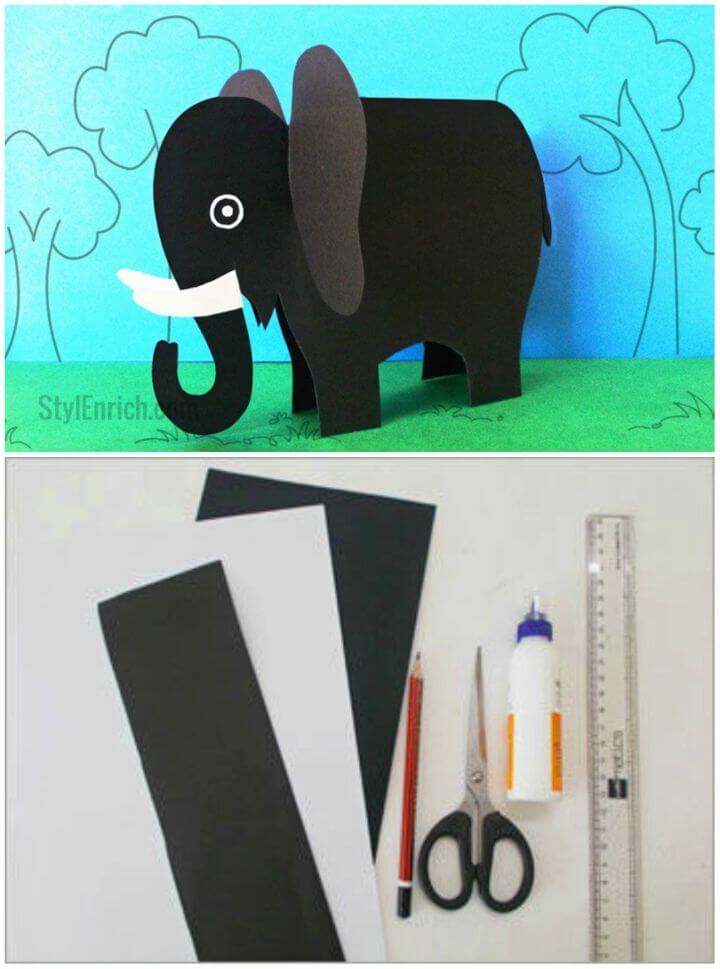 Hacer una manualidad de elefante de papel, origami de elefante de papel blanco y negro