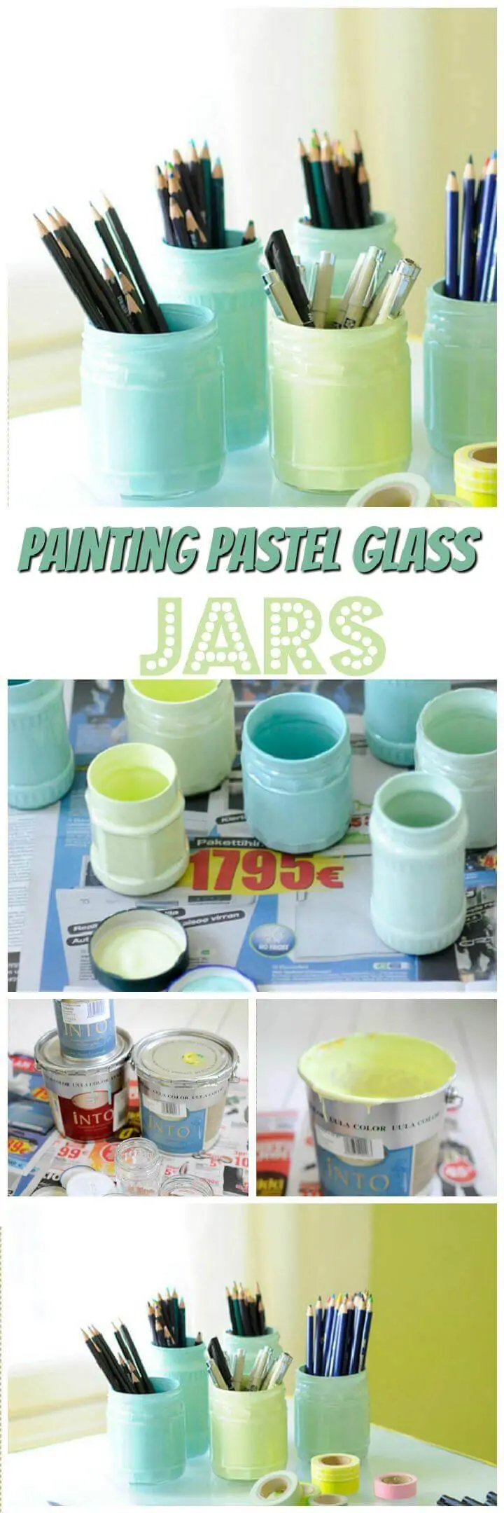 Pintar frascos de vidrio pastel