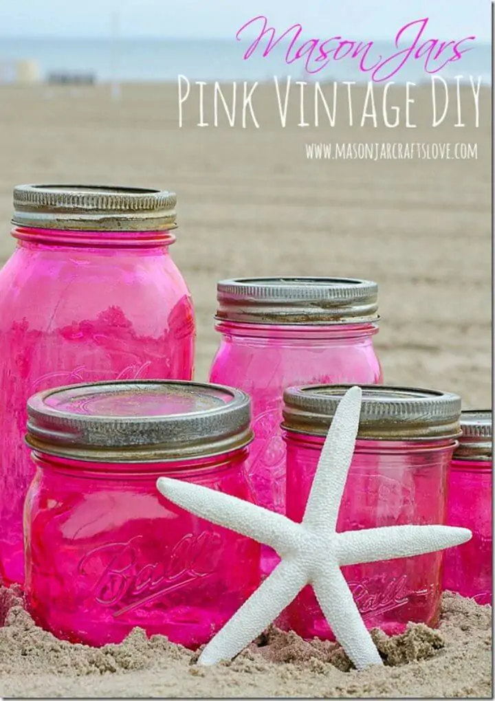 Bonitos frascos de vidrio con apariencia vintage rosa para bricolaje