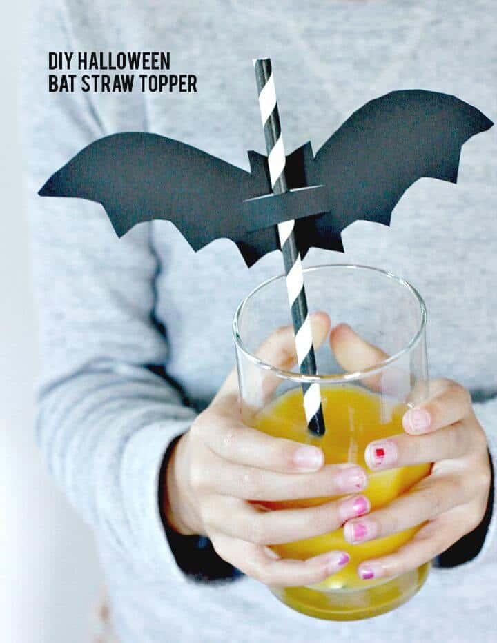 Toppers de paja de murciélago de Halloween de bricolaje simples